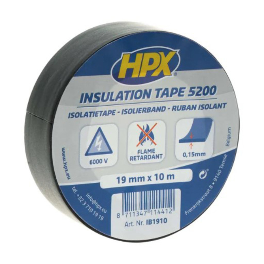 Ruban adhésif isolant HPX 5200 (19 mm x 10 m) - Noir mat