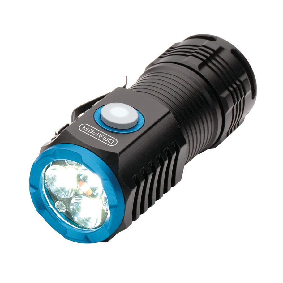 Lampe torche de poche LED rechargeable DRAPER - 3 x 8 W, 1 800 lumens