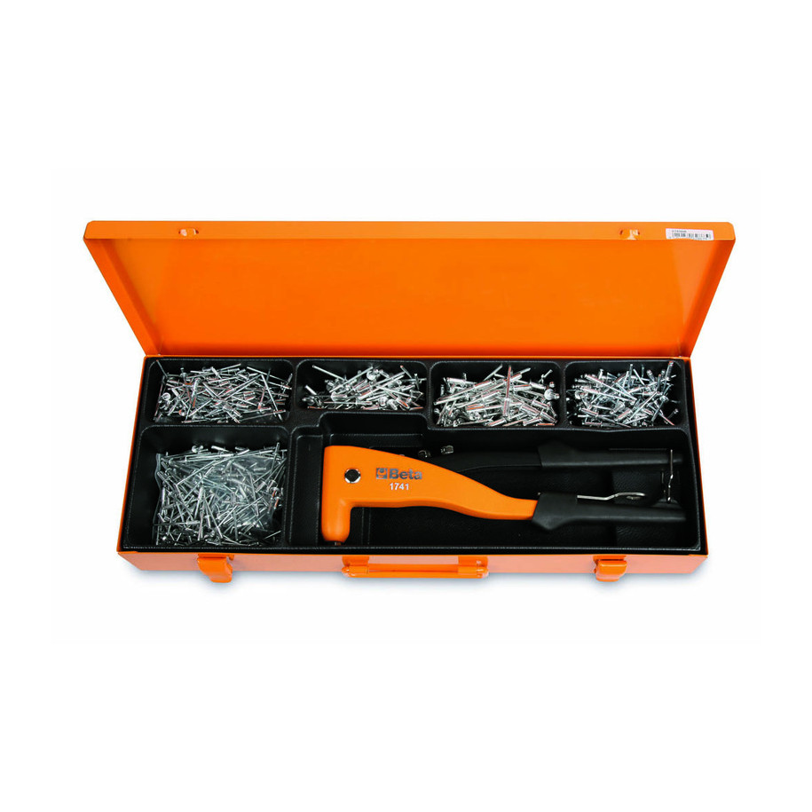 Pince à riveter BETA TOOLS avec assortiment de 700 rivets en aluminium