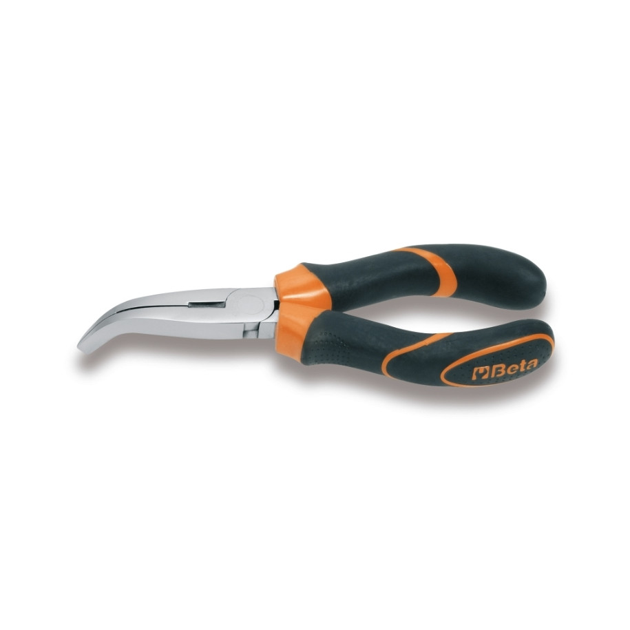 Pince à becs coudés plats longs striés BETA taille 200 branches gainées confort bi-matières
