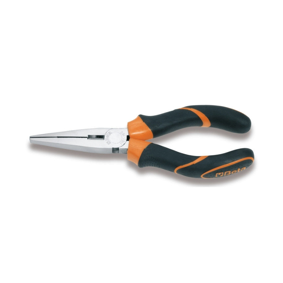 Pince à becs plats longs striés BETA taille 200 branches gainées confort bi-matières