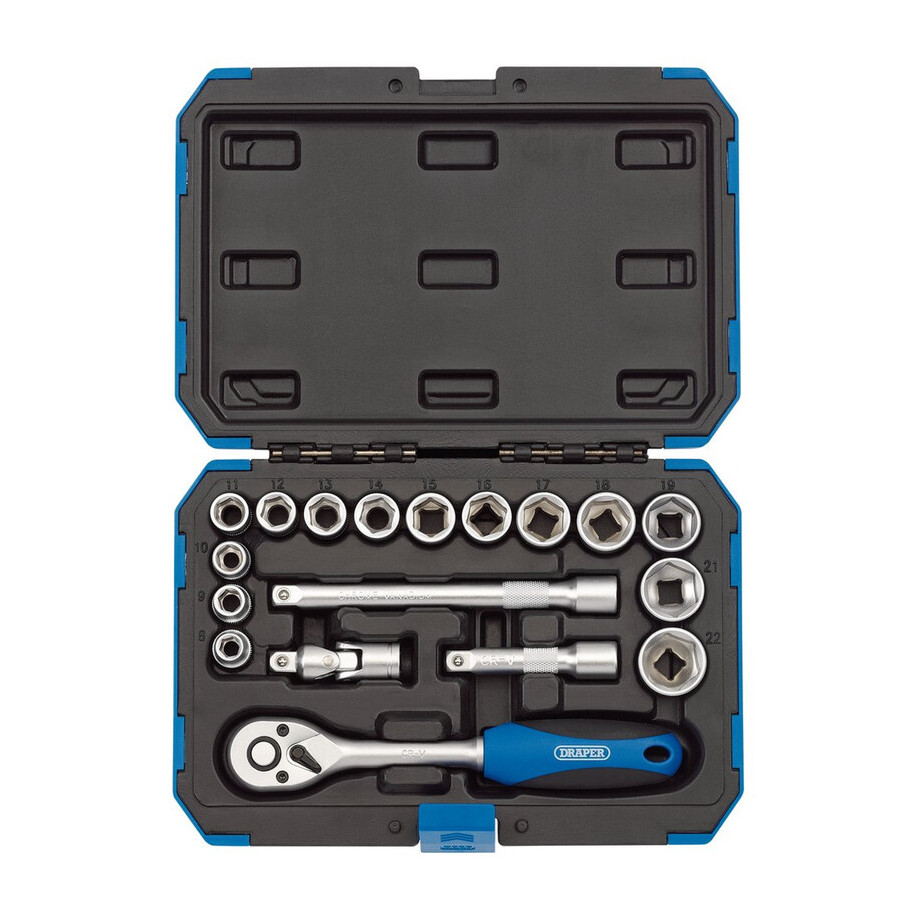 Coffret douilles & cliquet 3/8" DRAPER métrique & pouce 18 pièces