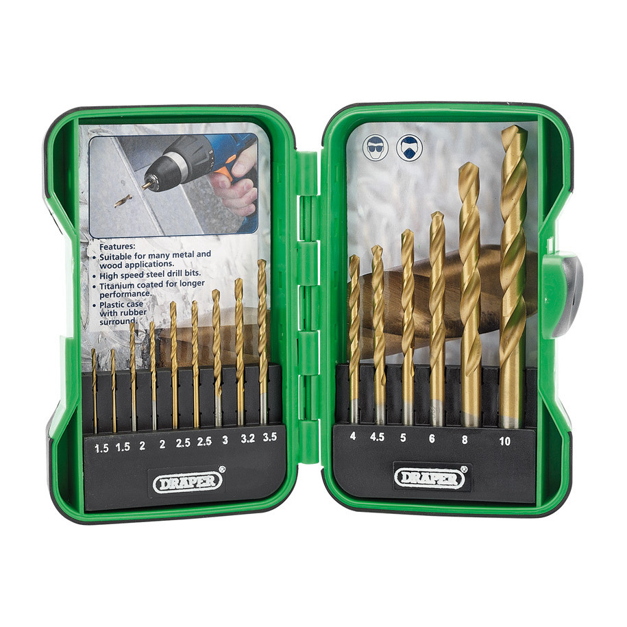 Boîte de 15 forets DRAPER HSS titane 1 à 10mm