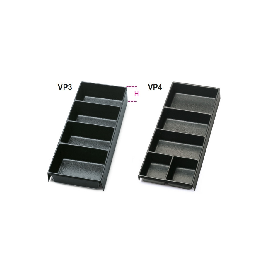 Bacs de rangement compartimentés BETA plastique pour servantes/coffres/chariots