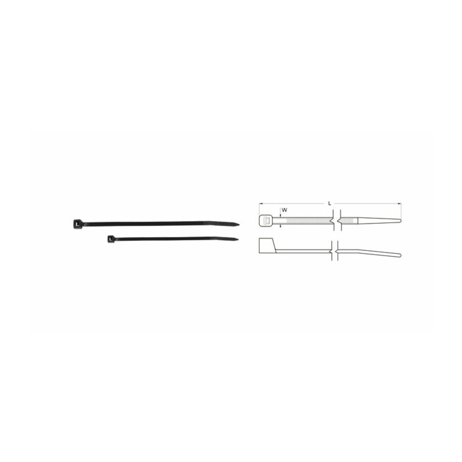 Colliers nylon BIHR 4,6x250mm noir 100 pièces