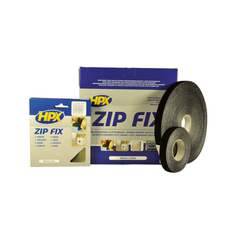 Ruban sangle Zip Fix HPX noir 20mm x 5m