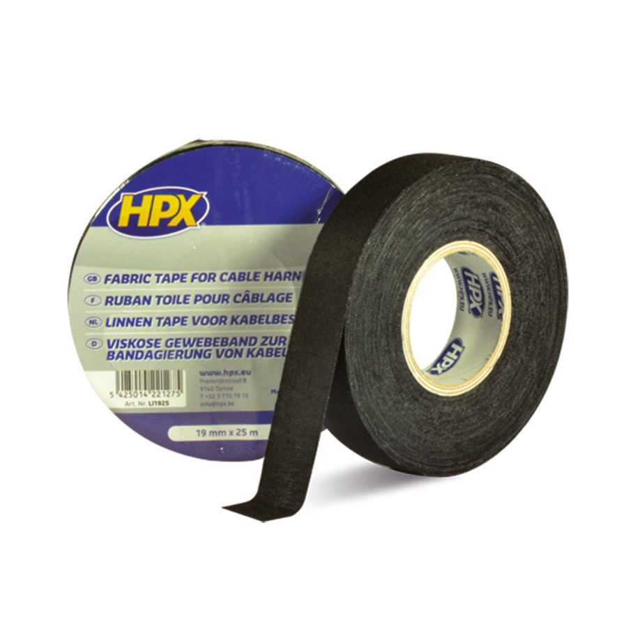 Ruban adhésif toile HPX noir 19mm x 25m