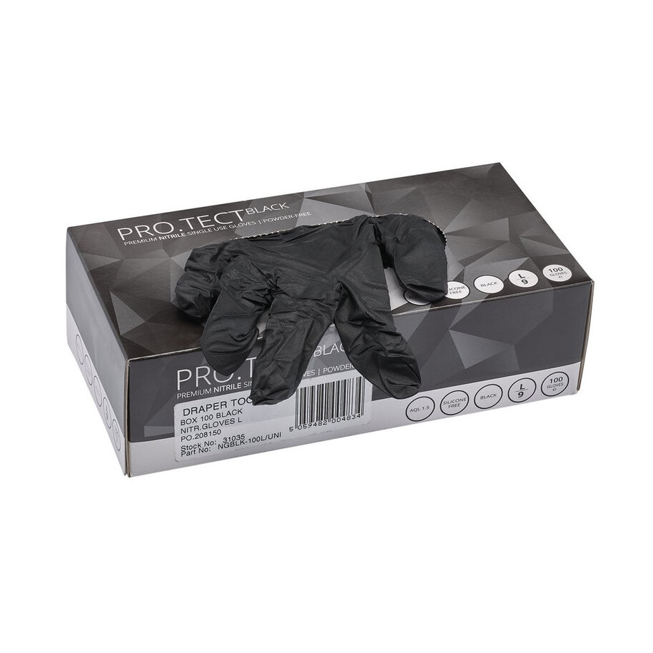 Gants en nitrile DRAPER noir - (100 pièces)