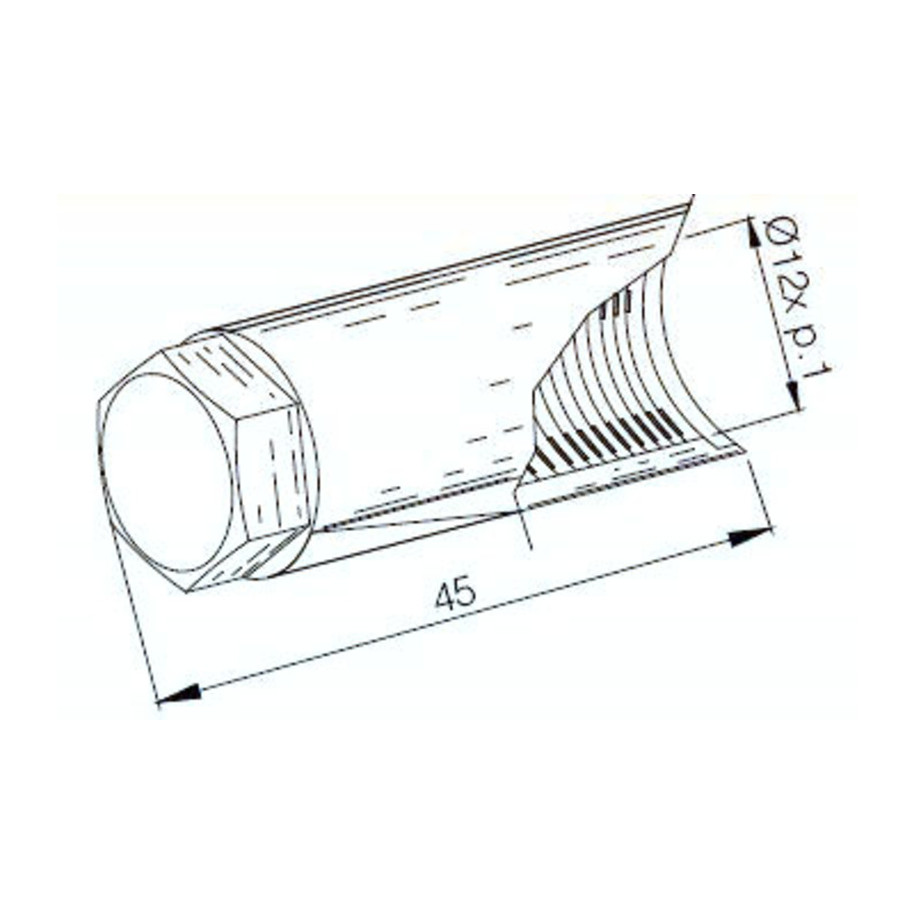 Embout de protection de vilebrequin BUZZETTI M12x1,00/L45mm pour arrache-volant