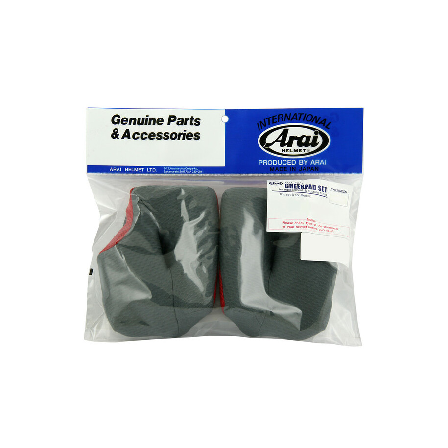 Mousses de joues ARAI Dry-Cool gris/rouge 20mm (épaisseur standard XXL) pour casque MX-V