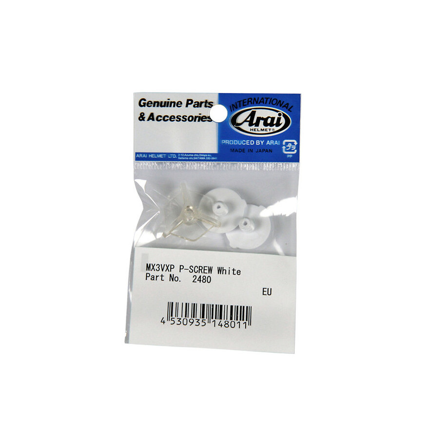 Kit vis de visière ARAI blanc pour casques MX-V/VX-3/VX-Pro Jr/Penta