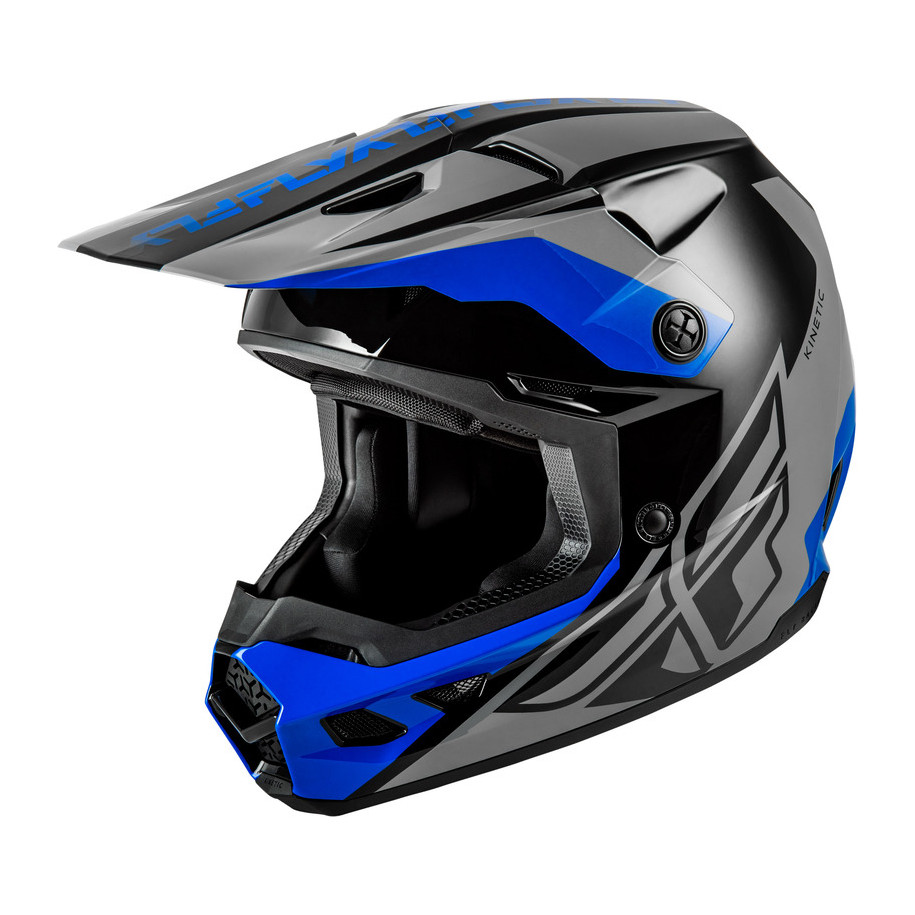 Casque FLY RACING Kinetic Crest - gris/noir/bleu