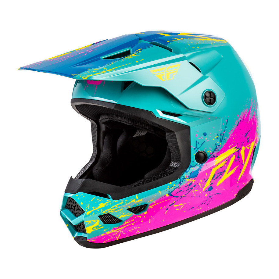 Casque enfant FLY RACING Kinetic Drip - turquoise/rose/jaune
