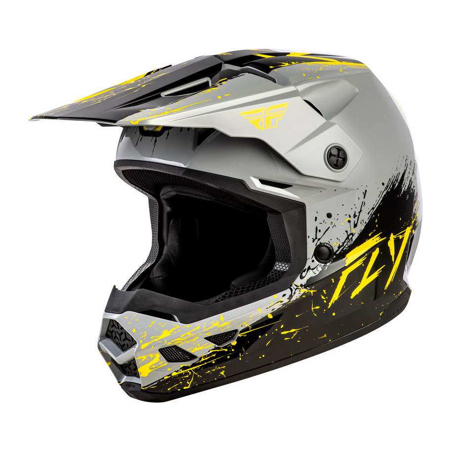 Casque enfant FLY RACING Kinetic Drip - gris/noir/jaune