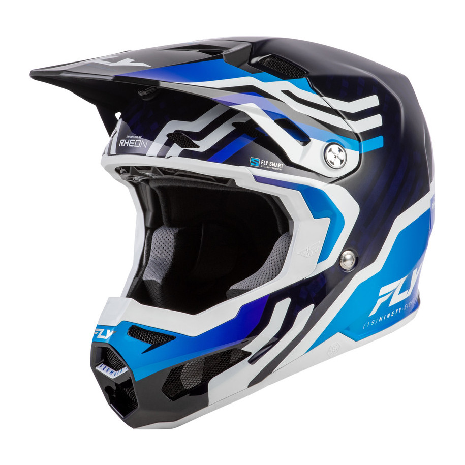 Casque FLY RACING Formula S Carbon Byte - Blue Carbon/blanc