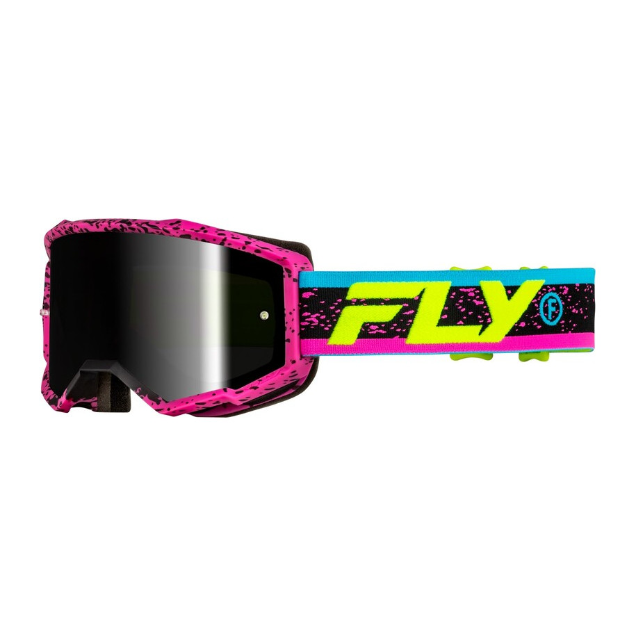 Masque FLY RACING Zone rose/noir - écran noir fumé