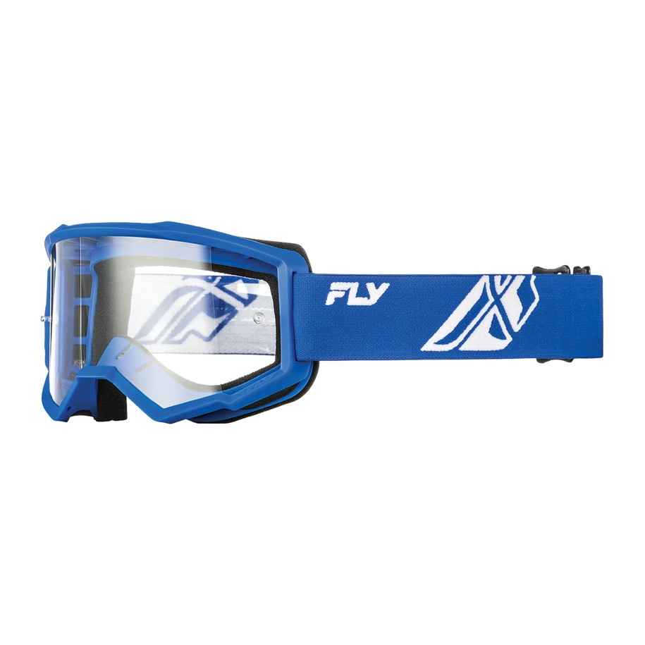 Masque FLY RACING Focus bleu/blanc- écran clair