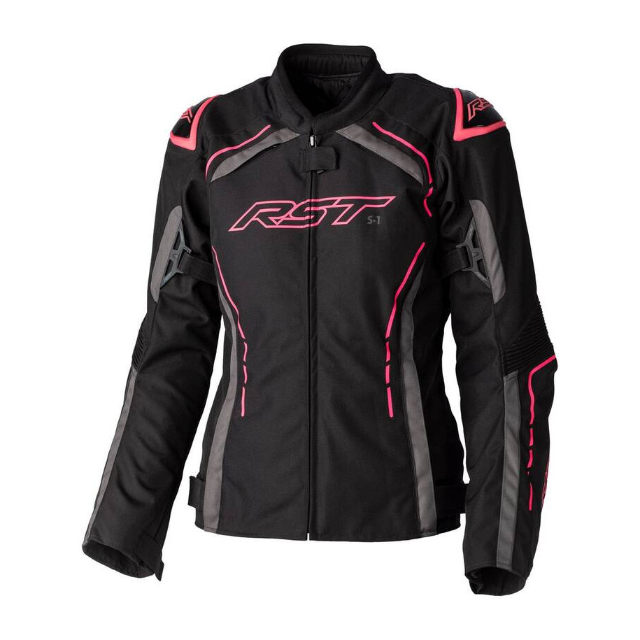 Veste femme RST S1 CE textile - noir/rose fluo