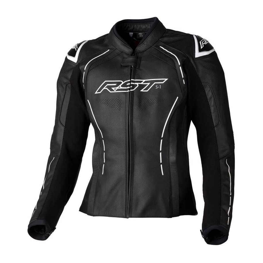 Veste femme RST S1 CE cuir - noir/blanc