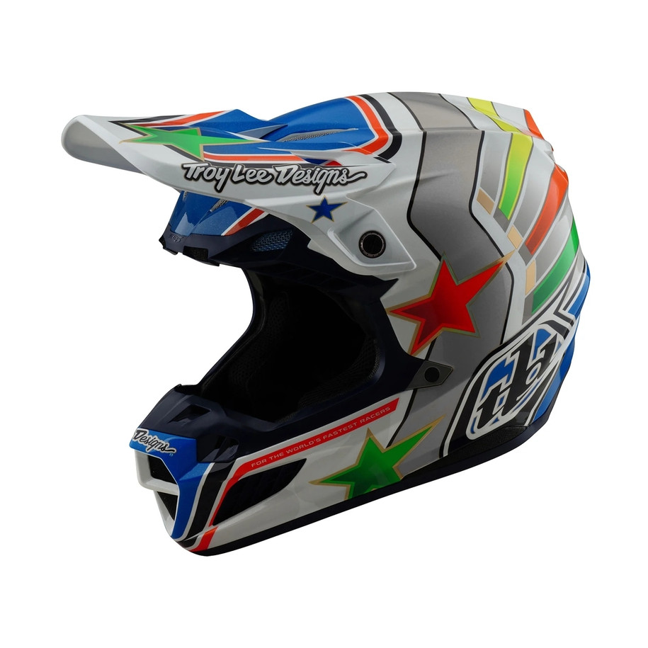Casque TROY LEE DESIGNS SE5 Composite Mips - Rays blanc/bleu