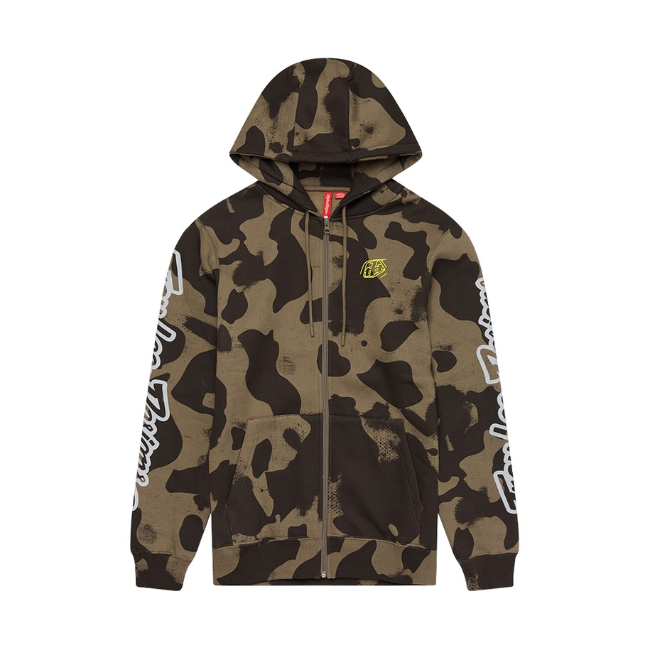 Hoodie TROY LEE DESIGNS Zip Up Branded - Olive Camo