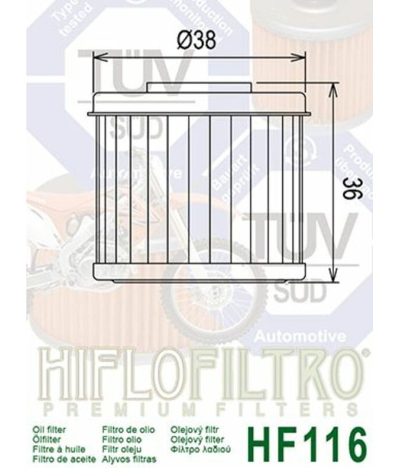 Filtre à huile HIFLOFILTRO - HF116
