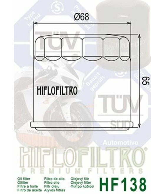 Filtre à huile HIFLOFILTRO - HF138