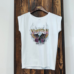 Tee Shirt Blanc coupe Regular EAGLE | Femme - Vondutch