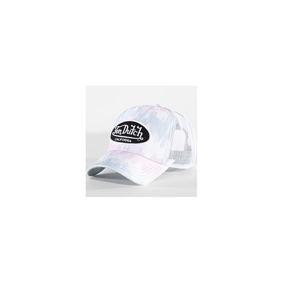 Von Dutch - Casquette Trucker Vibes Blanc Gris Rose