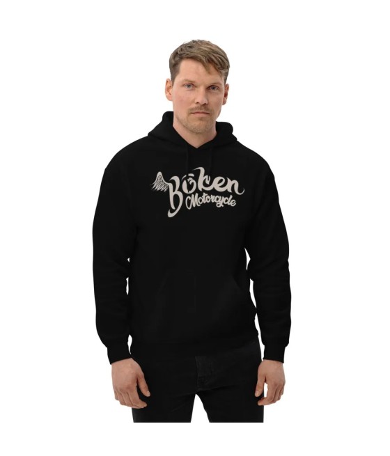 Hoodie noir écriture blanche wing Bôken Unisexe