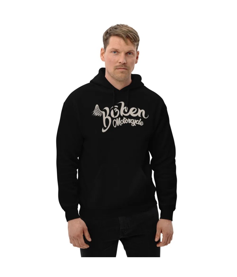 Hoodie noir écriture blanche wing Bôken Unisexe