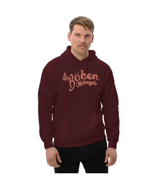 Hoodie marron écriture orange wing Bôken Unisexe