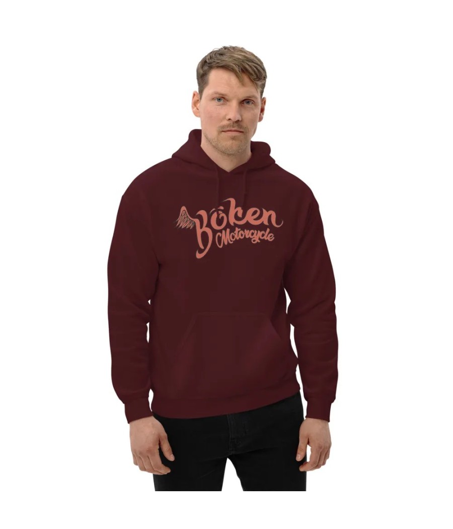 Hoodie marron écriture orange wing Bôken Unisexe