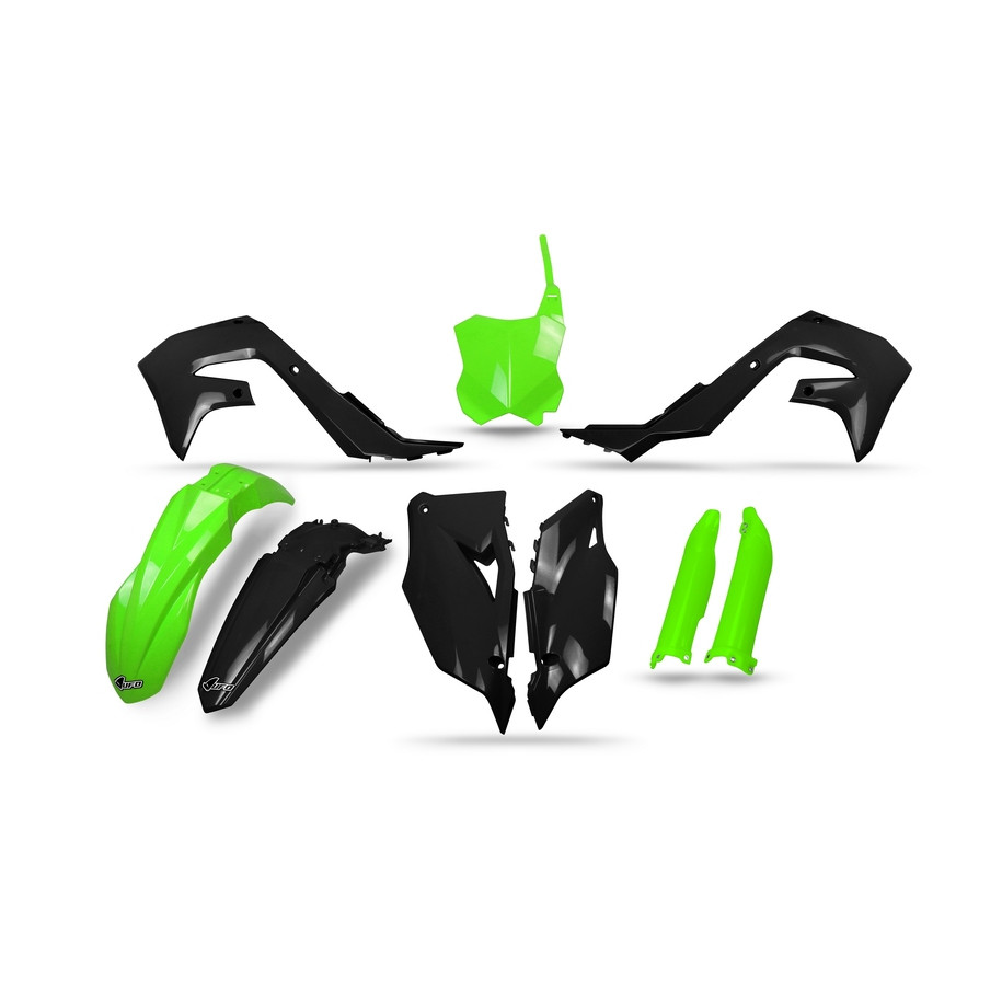 Kit plastiques UFO noir/vert fluo - Kawasaki