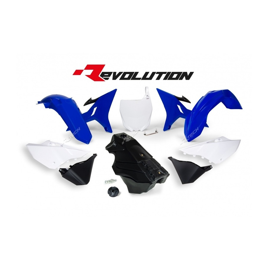 Kit plastique RACETECH Revolution + réservoir couleur origine bleu/blanc/noir Yamaha YZ125/250