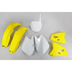 Kit plastique UFO couleur origine jaune/blanc Suzuki RM125/250