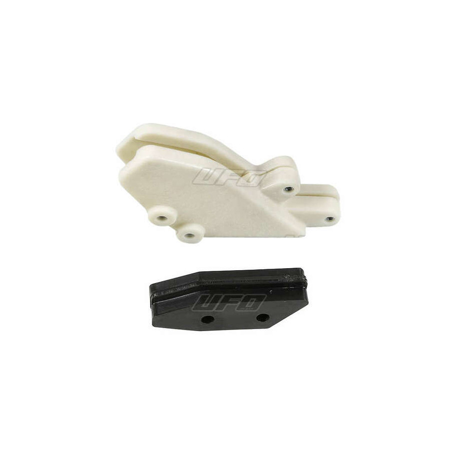 Kit guide chaîne + patin de guide chaîne UFO translucide/noir Kawasaki KX125/250