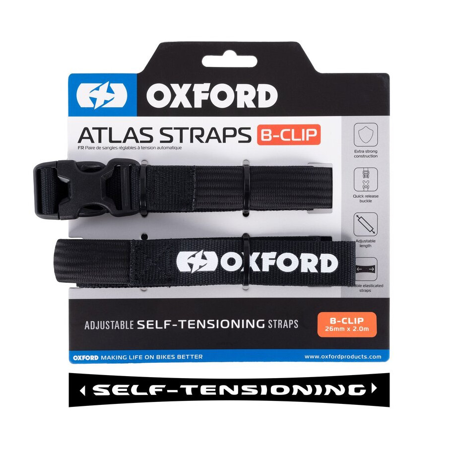 Sangle B Clip OXFORD Atlas 26mm x 2.0M noir (paire)