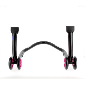 Béquille de stand arrière BIHR Home Track supports en "V" noir mat roues rose