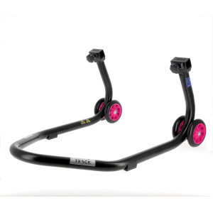 Béquille de stand arrière BIHR Home Track supports en "V" noir mat roues rose
