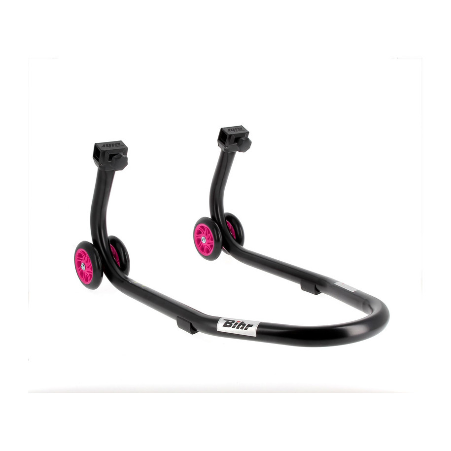 Béquille de stand avant BIHR Home Track noir mat roues rose