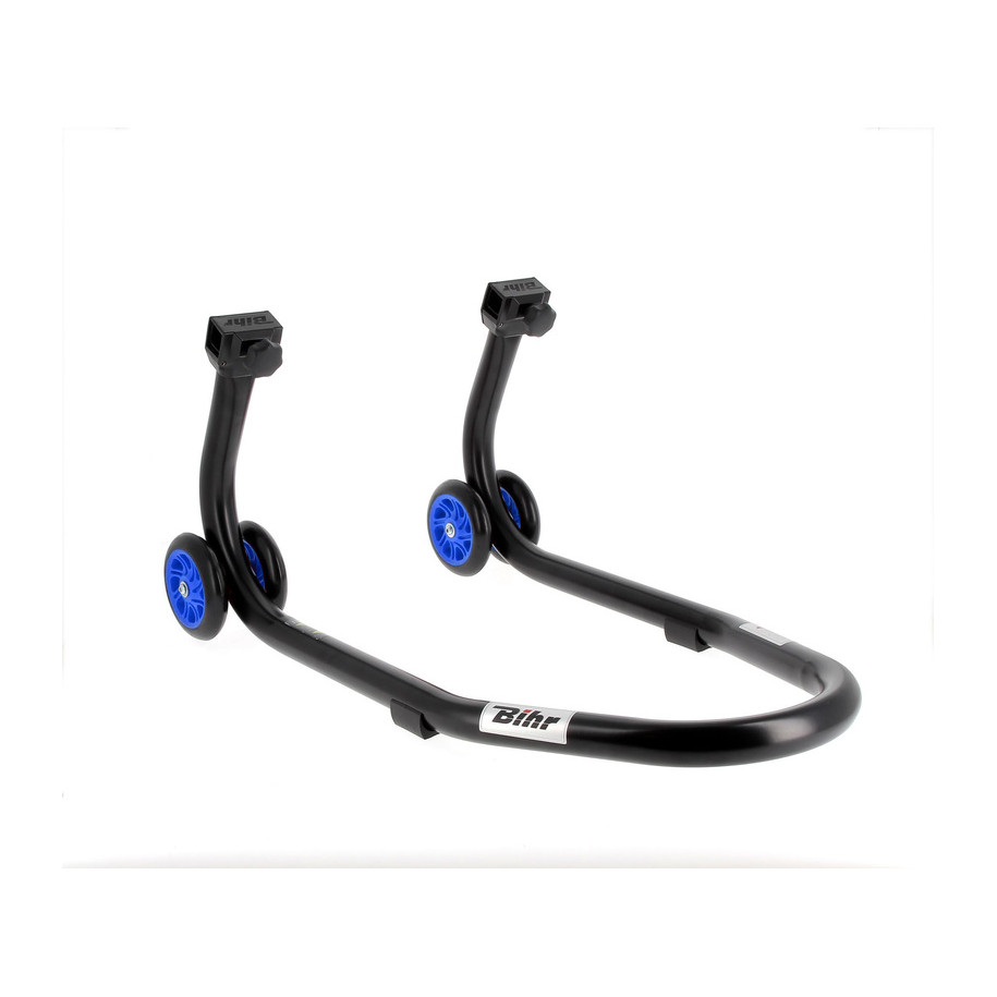 Béquille de stand avant BIHR Home Track noir mat roues bleu