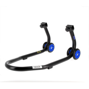 Béquille de stand avant BIHR Home Track noir mat roues bleu