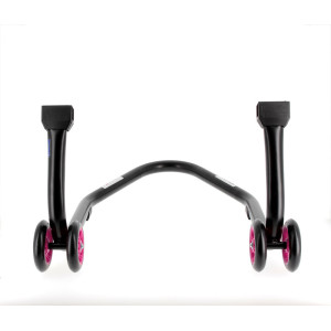 Béquille de stand arrière BIHR Home Track supports en "L" noir mat roues rose