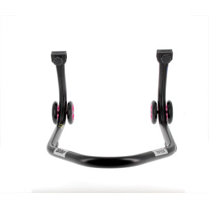 Béquille de stand arrière BIHR Home Track supports en "L" noir mat roues rose