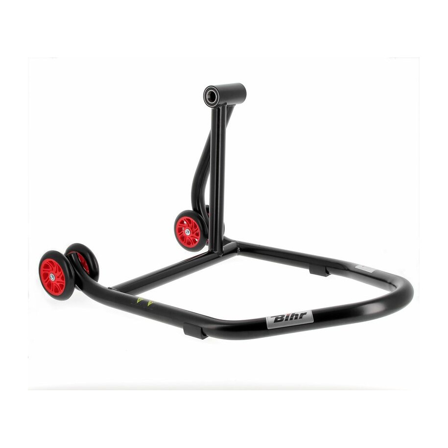 Béquille de stand monobras droite BIHR Home Track noir mat roues rouge