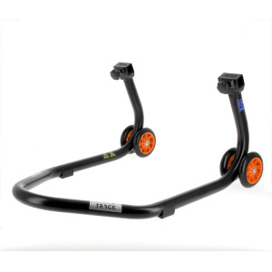 Béquille de stand arrière BIHR Home Track supports en "L" noir mat roues orange