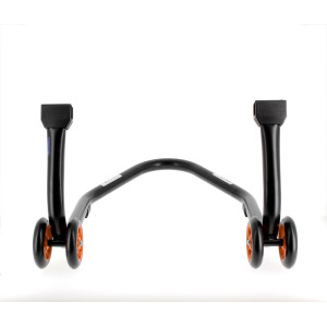 Béquille de stand arrière BIHR Home Track supports en "L" noir mat roues orange