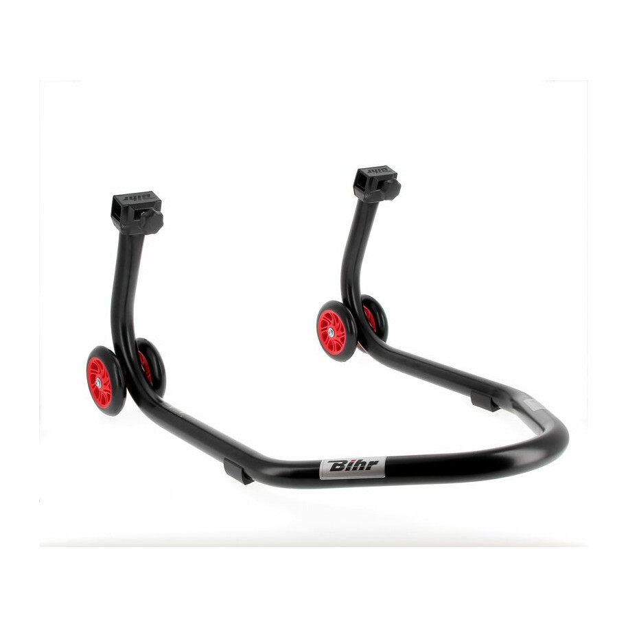 Béquille de stand arrière BIHR Home Track supports en "L" noir mat roues jaune