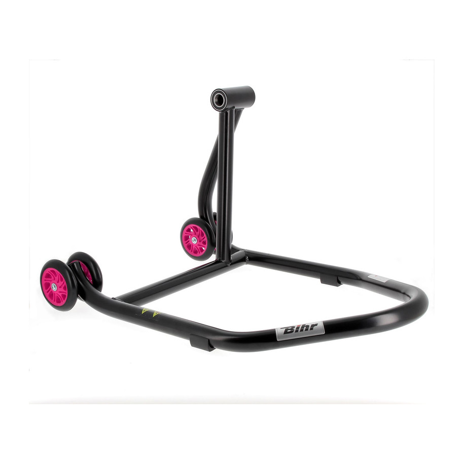Béquille de stand monobras droite BIHR Home Track noir mat roues rose
